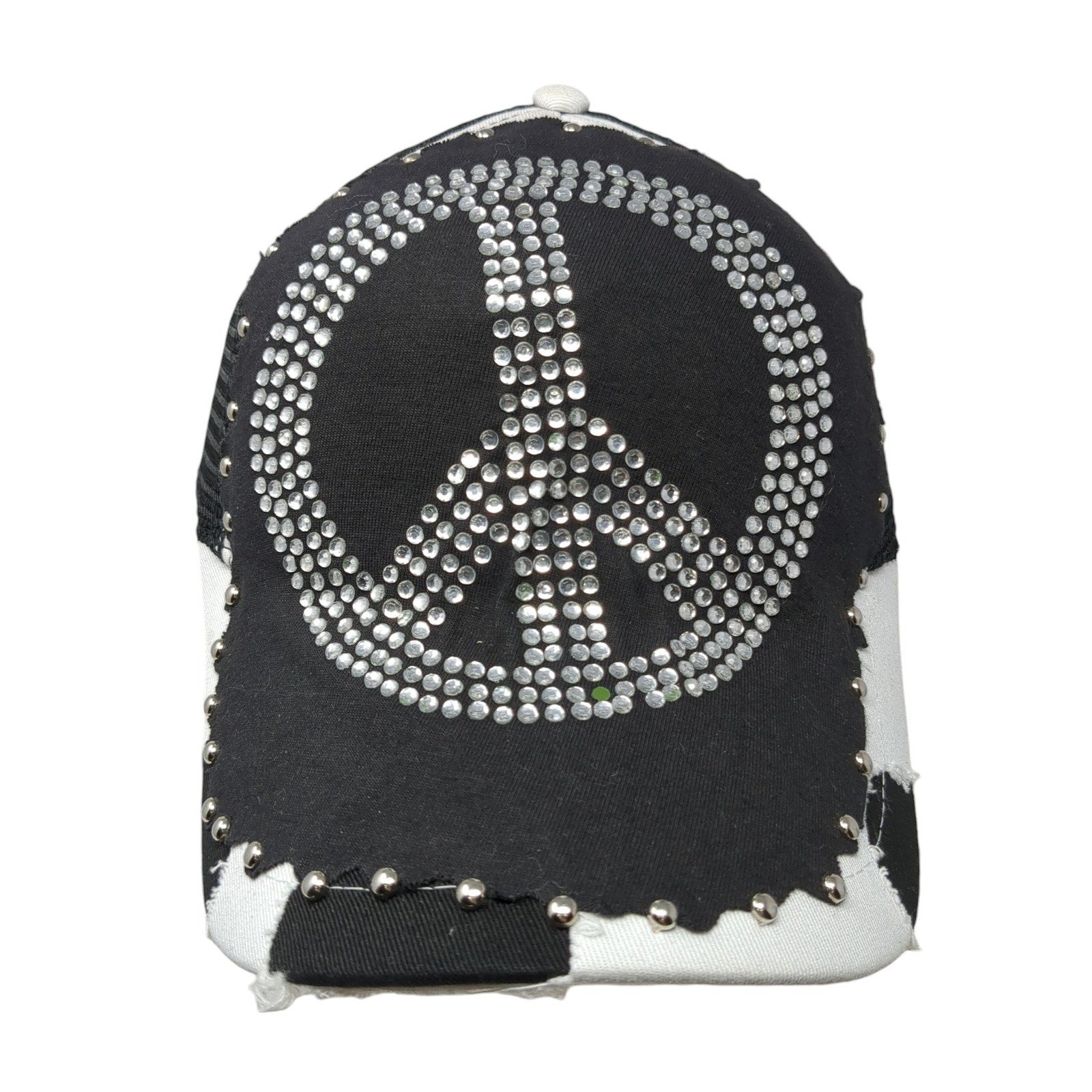 Cowhide Peace Rhinestone Snapback