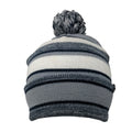 Grey Stripe Pom Beanie