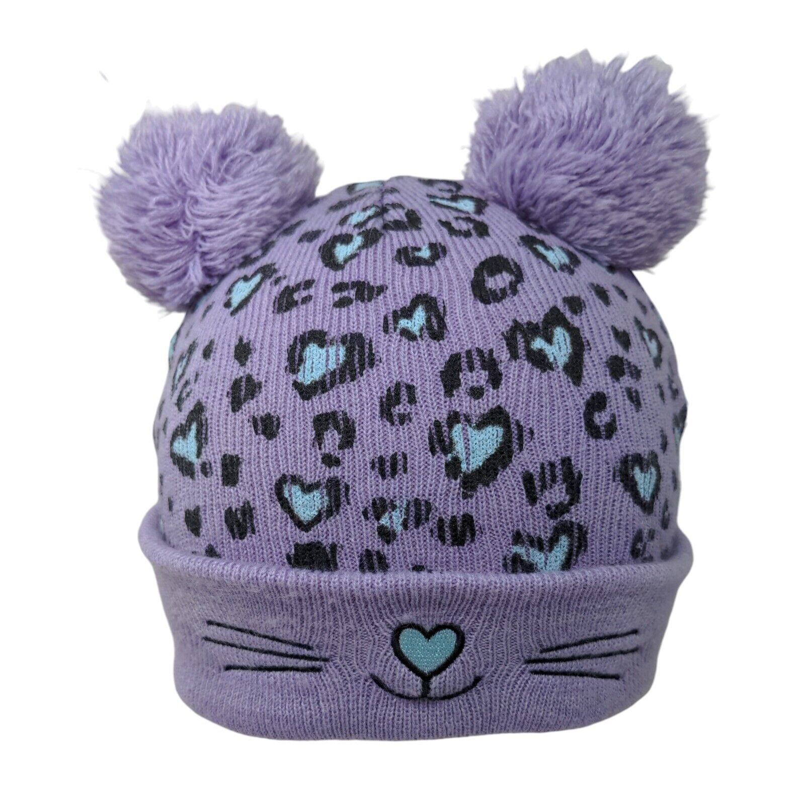 Lilac Leopard Pom Beanie